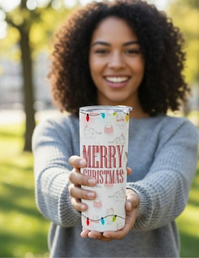 Termo Tink de acero inoxidable Navidad con tapa a presión 520 ml