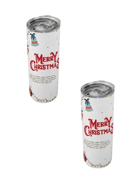 Set termo Tink de acero inoxidable Navidad con tapa a presión 520 ml