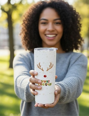 Termo Tink de acero inoxidable Navidad con tapa a presión 520 ml