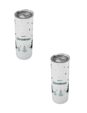 Termo Tink de acero inoxidable Navidad  con tapa a presión 520 ml