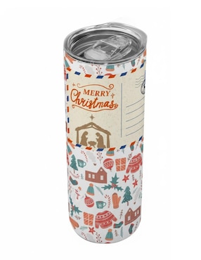 Termo Tink de acero inoxidable Navidad con tapa a presión 520 ml