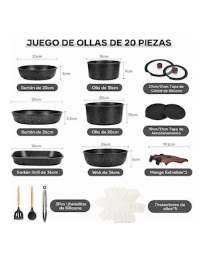 Batería de cocina Lab.G antiadherente combinado 20 piezas