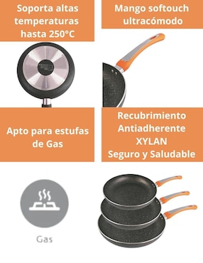 Set de sartenes Hsm Dragon Chef de aluminio 3 piezas