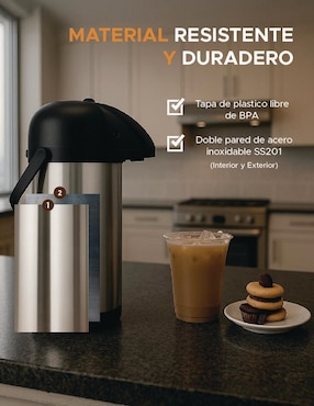 Termo Dolcetti de acero inoxidable 1.9 L con tapa a presión