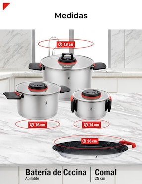 Batería de cocina Bogner de acero inoxidable antiadherente titanio 7 piezas