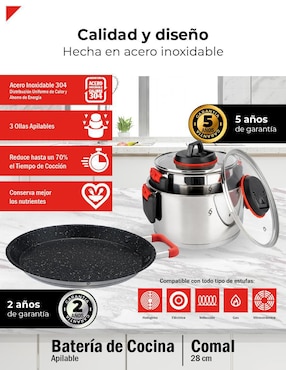 Batería de cocina Bogner de acero inoxidable antiadherente titanio 7 piezas