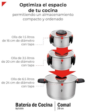 Batería de cocina Bogner de acero inoxidable antiadherente titanio 7 piezas