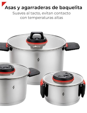 Batería de cocina Bogner de acero inoxidable antiadherente titanio 7 piezas