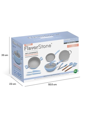 Batería de cocina Flavorstone SkyBlue de acero inoxidable antiadherente sin PFOA 10 piezas