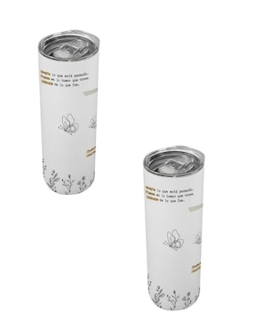 Set termo Tink de acero inoxidable con tapa a presión 590 ml