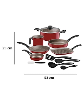 Batería de cocina Tramontina de aluminio antiadherente starflon max 12 piezas