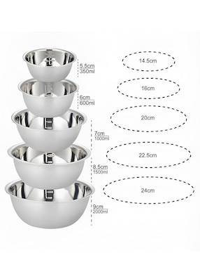 Set bowl Xtellar 5 piezas de acero inoxidable