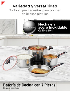 Batería de cocina Bogner de acero inoxidable 7 piezas