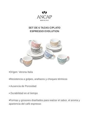 Set de tazas espresso Ancap Evolution 12 piezas