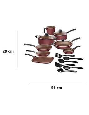 Batería de cocina Tramontina de aluminio antiadherente starflon max 17 piezas