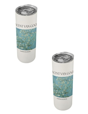Set termo Y Llego Jalisco Van Gogh con tapa a presión 590 ml