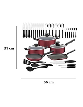 Batería de cocina Tramontina de aluminio antiadherente starflon max 38 piezas