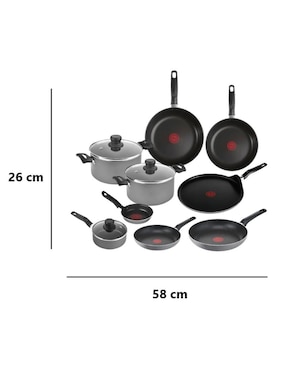 Batería de cocina Tfal de aluminio antiadherente easy plus 12 piezas