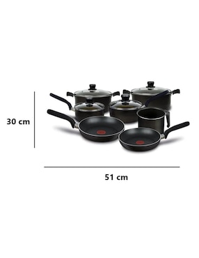 Batería de cocina Tfal de aluminio antiadherente easy plus 11 piezas