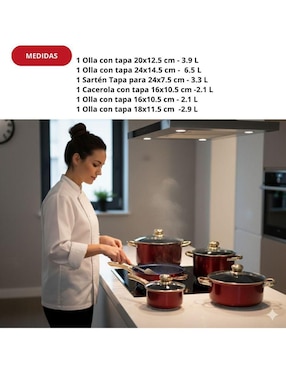 Batería de cocina Royal Haus Sirel de acero inoxidable antiadherente sin pfoa 12 piezas