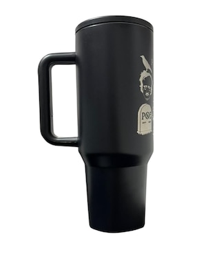 Termo Termomania de acero inoxidable Edgar Allan Poe con tapa rosca 1.2 L