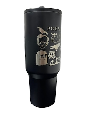 Termo Termomania de acero inoxidable Edgar Allan Poe con tapa rosca 1.2 L