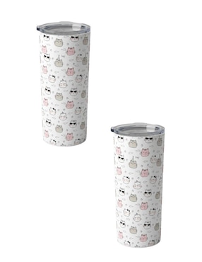 Set termo Tink de acero inoxidable Gatos con tapa a presión
