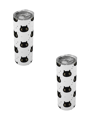 Set termo Tink de acero inoxidable Gatos con tapa a presión