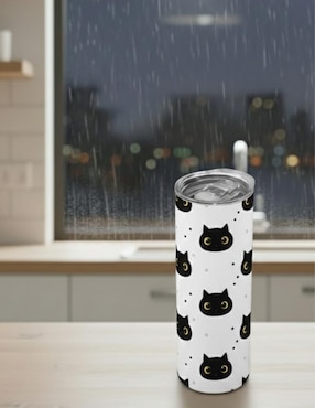 Set termo Tink de acero inoxidable Gatos con tapa a presión