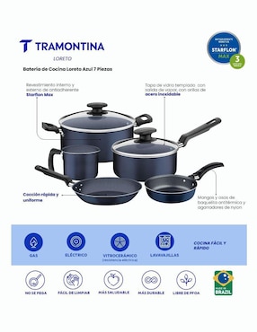 Batería de cocina Tramontina Loreto de aluminio antiadherente sin PFOA 7 piezas