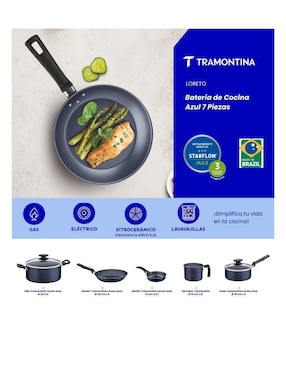 Batería de cocina Tramontina Loreto de aluminio antiadherente sin PFOA 7 piezas