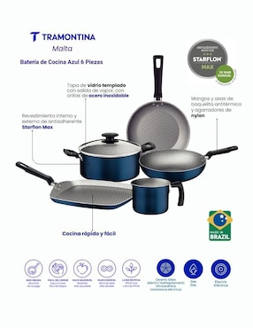 Batería de cocina Tramontina malta de aluminio antiadherente sin PFOA 6 piezas
