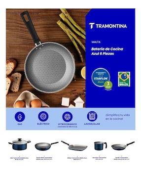 Batería de cocina Tramontina malta de aluminio antiadherente sin PFOA 6 piezas