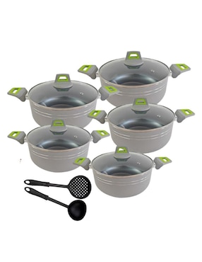 Batería de cocina Cooks Master RK1595GV de aluminio antiadherente minerales naturales 12 piezas