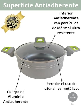 Batería de cocina Cooks Master RK1595GV de aluminio antiadherente minerales naturales 12 piezas
