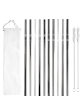 Set popote con limpiador Xtellar de acero con 12 piezas