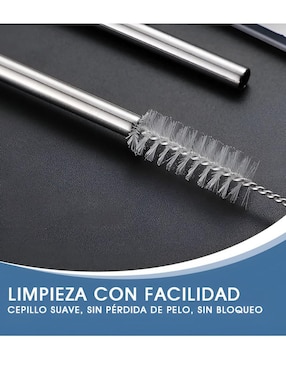 Set popote con limpiador Xtellar de acero con 12 piezas