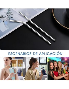 Set popote con limpiador Xtellar de acero con 12 piezas