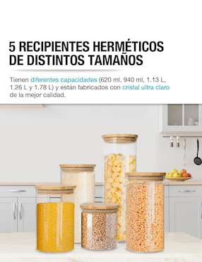 Set contenedores Casa Litus Herméticos de vidrio 5 piezas