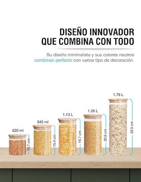 Set contenedores Casa Litus Herméticos de vidrio 5 piezas