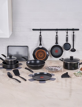Batería de cocina T-fal Supercook de aluminio antiadherente titanio 22 piezas
