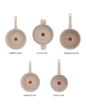 Batería de cocina T-fal Delight 2.0 de aluminio antiadherente minerales naturales 10 piezas