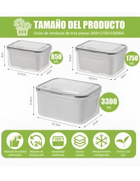 Contenedor Xtellar de plástico 3 piezas