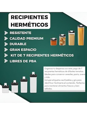Set contenedores Xtellar de plástico 7 piezas