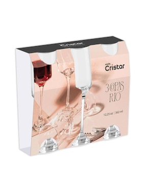 Set de copas para vino Cristar Rio de vidrio 3 piezas