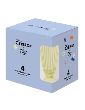 Set de copas para malteada Cristar Toy Butter Yellow de vidrio 4 piezas