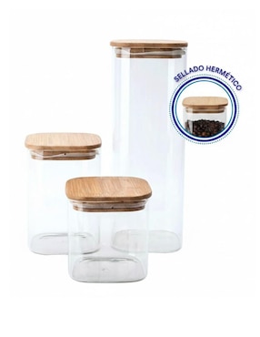 Set contenedores Drink Lab Kitesp01 de vidrio 3 piezas