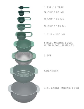 Set taza medidora Joseph Joseph Cocina 9 piezas