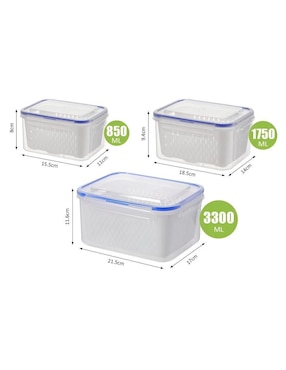 Organizador para refrigerador Güish de plástico 3 piezas