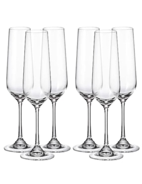 Set de copas para champán Bohemia de vidrio 6 piezas
